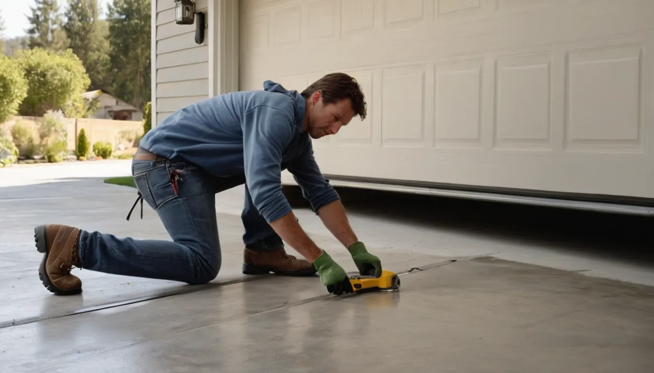 Homeowner checking the track of a closed garage door on a Orland Park house